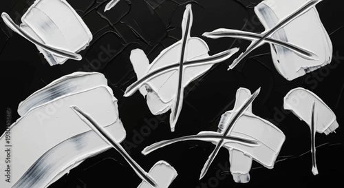Abstract Brush Strokes White Black Dynamic Movement.