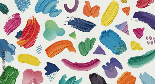 Abstract Colorful Brush Strokes and Shapes Pattern.