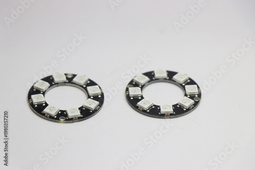 RGB ring light or the addressable LED ring light isolated on white background