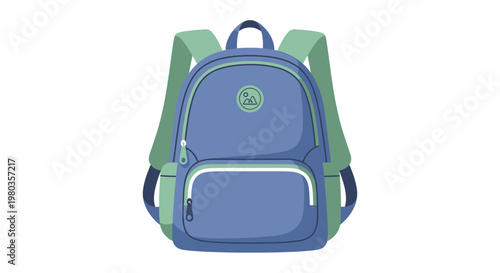 Blue Backpack For School Or Travel With Two Straps.