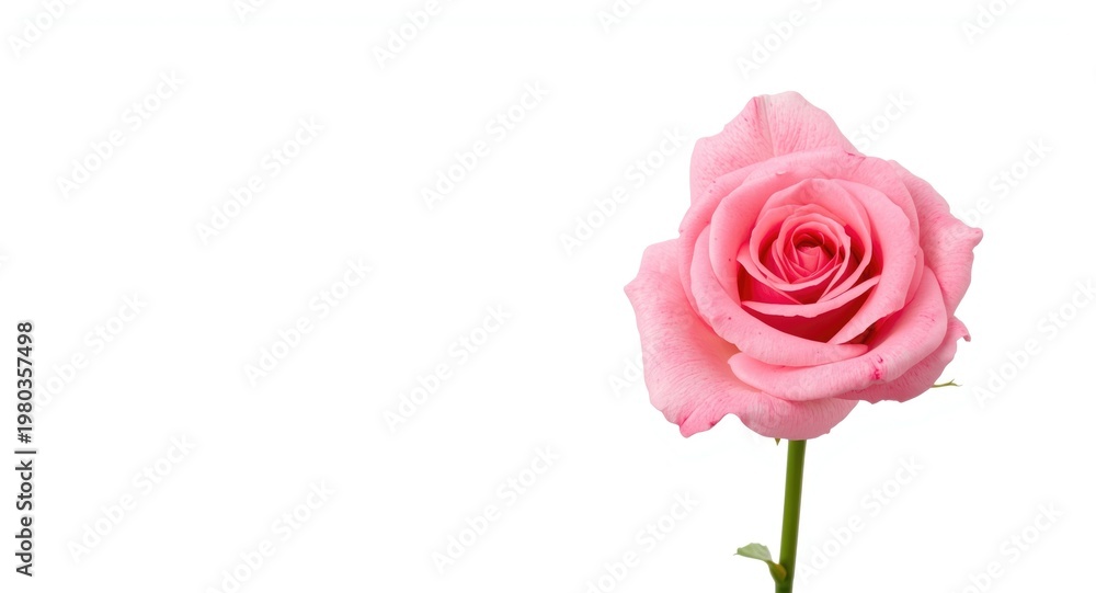 Fototapeta premium Pink rose flower front view isolated on white background