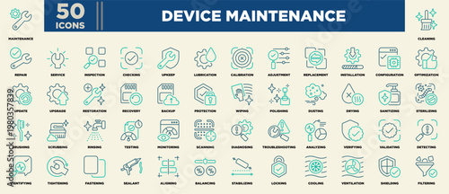 Device Maintenance Icon Sheet Line Color