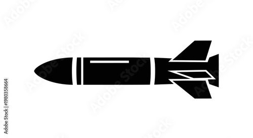 Black silhouette of a missile with fins and a pointed nose.
