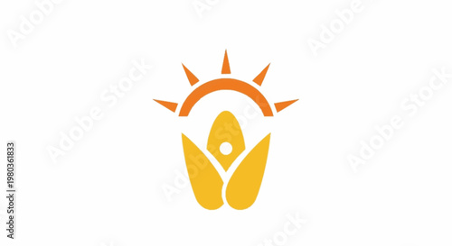 Stylized sun and plant logo design concept.