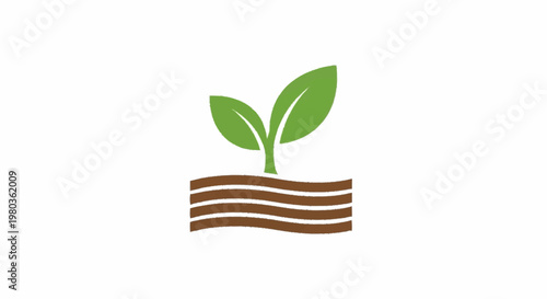 Green sprout growing from rich soil layers.