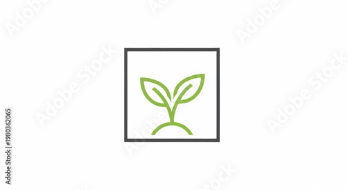 Green sprout growing inside a square frame icon.