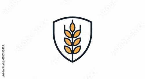 Wheat stalk emblem graphic symbol for food agriculture.