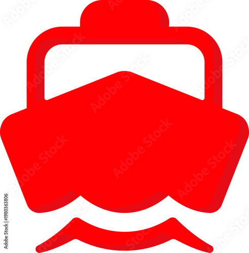 Red boat cruise ship vector icon for travel agency and ocean vacation