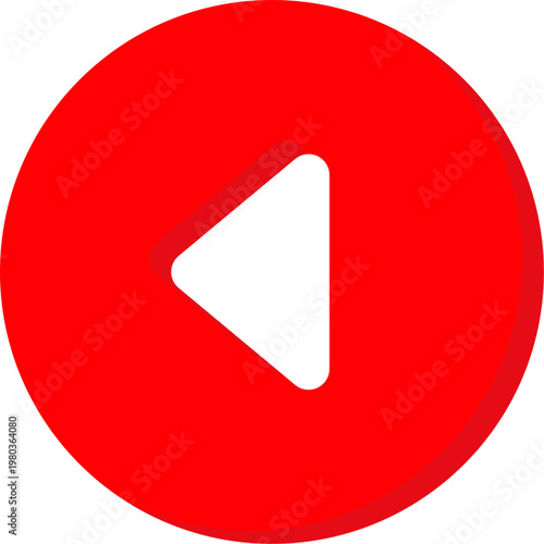 Red circular back button icon for media player and navigation control