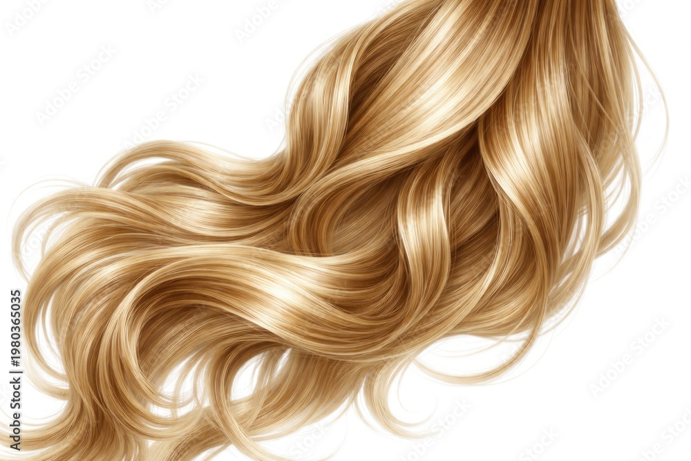 Fototapeta premium Flowing Blonde Hair Strands on Clean White Background