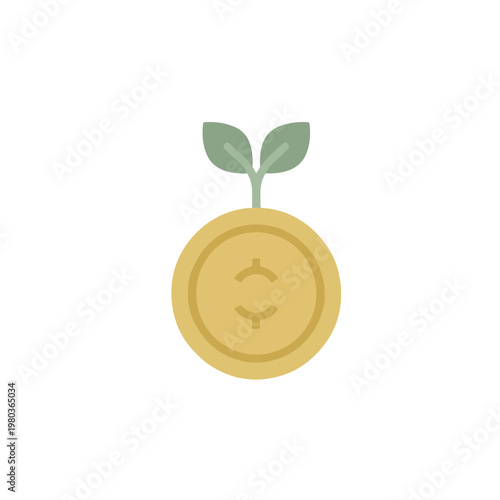 Pale Gold Coin Sage Green Sprout Investment Logo Vector