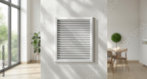 White steel wall mounted ventilation grid designed to remove heat and odors