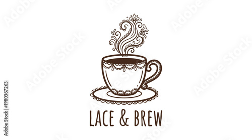 Elegant Lace and Brew Logo on White Background