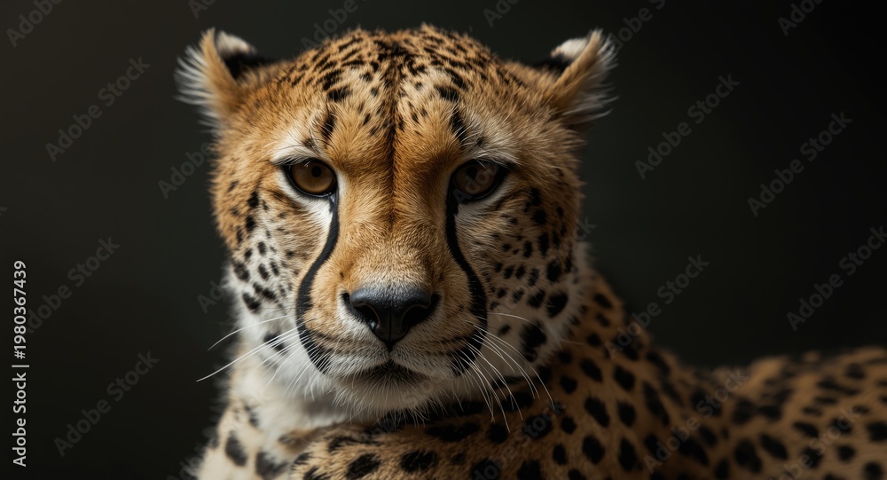 Fototapeta premium Tightly framed image showcasing the cheetahâ€™s spotted coat