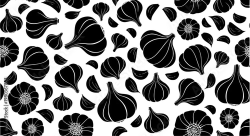 Garlic Pattern Vector Design – Seamless Food Background