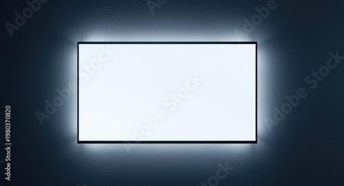 Wall mounted LED television with blank white screen for creative marketing