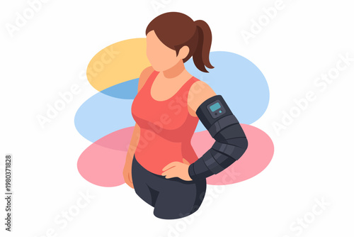 Woman with Biohacking Arm Sleeve Wearable Technology