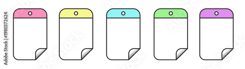 Colorful sticky note icons in pink, yellow, blue, green, and purple for organizing and note taking