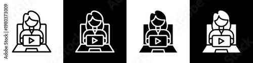 Youtuber black and white icon design concept