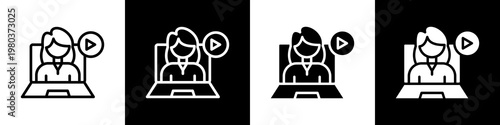 livestreaming black and white icon design concept