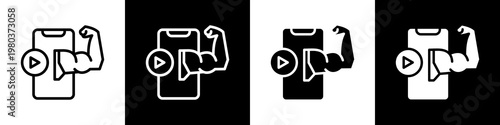 Fitness content black and white icon design concept