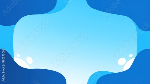 Rounded Corners Blue Background Vector Illustration Light Blue Gradient Top Edge Water Drops Minimalist Clean Geometric Elements Central White Space