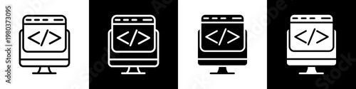 Web developer black and white icon design concept