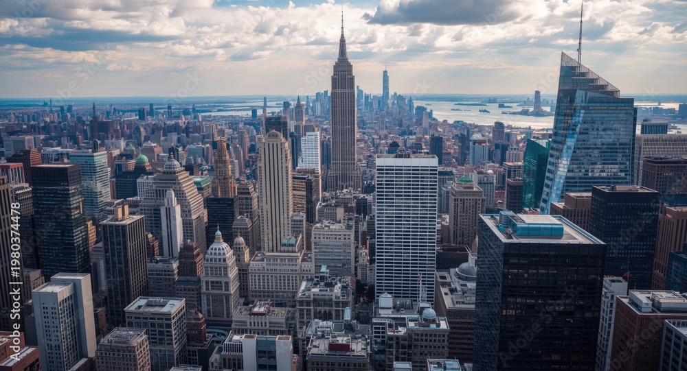 Obraz premium Vivid cityscape highlighting major hubs of commerce and governance