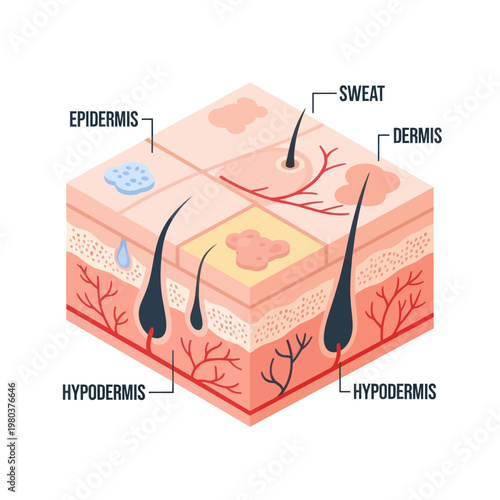 Human Skin Layers Diagram Anatomy.