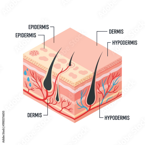 Human Skin Layers Diagram Anatomy.