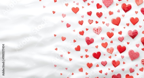 Hearts painted digitally by AI on smooth white backdrop