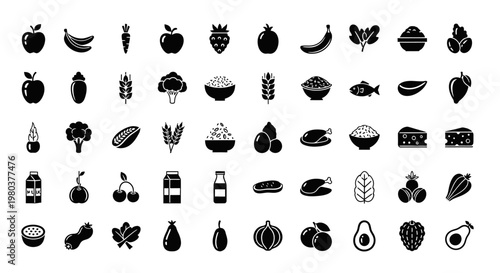 Collection of fruit and food icons.