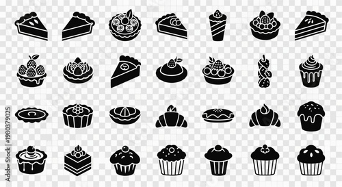 A collection of various dessert icons.