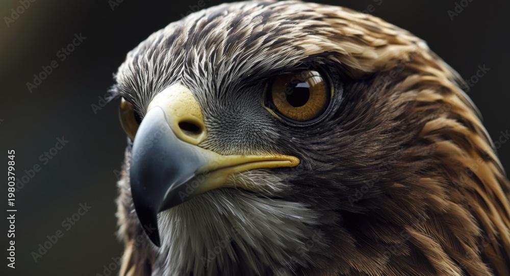 Naklejka premium Serpent Eagle face close up with visible feather details