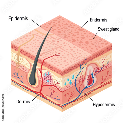 Human Skin Layers Diagram Anatomy Detail.