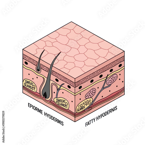 Human Skin Layers Anatomy Diagram.