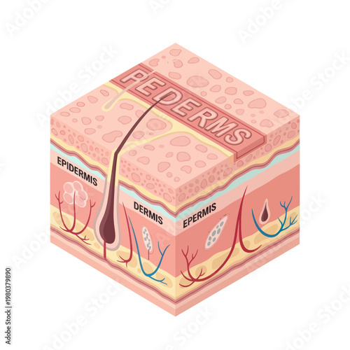 Human Skin Layers Diagram Anatomy.