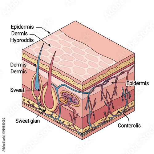 Human Skin Layers Diagram Anatomy.