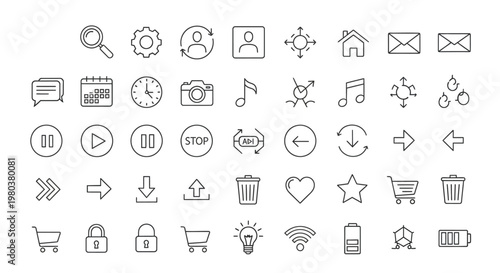 Collection of web and media icons.