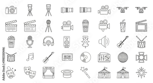 Collection of various media icons.