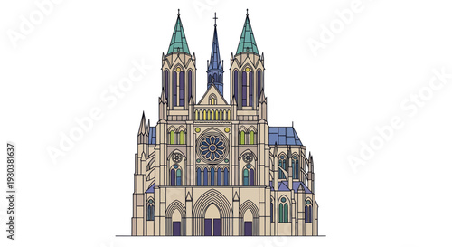 Gothic Cathedral Facade Illustration