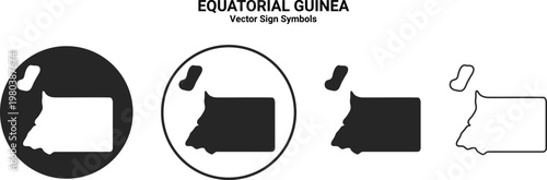 Equatorial Guinea Map Vector Icon Set Minimal Silhouette
