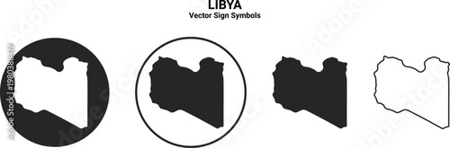 Libya Map Vector Icon Set Minimal Silhouette
