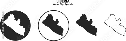 Liberia Map Vector Icon Set Minimal Silhouette