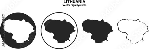 Lithuania Map Vector Icon Set Minimal Silhouette
