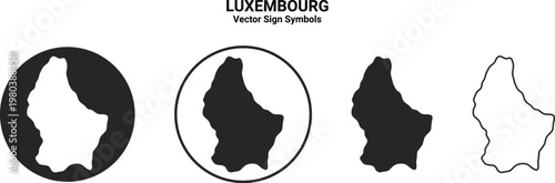 Luxembourg Map Vector Icon Set Minimal Silhouette
