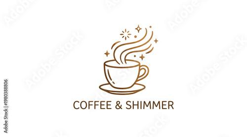 Elegant Coffee Cup With Steaming Vapor and Shimmering Stars