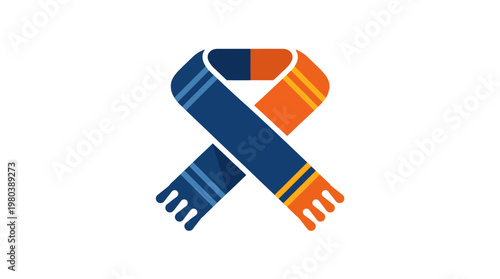 Stylized Crossed Scarf in Blue and Orange