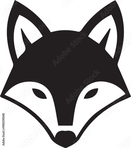 Minimalist fox head logo icon isolated on transparent background.