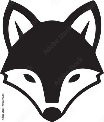 Symmetrical fox face vector illustration with geometric style.
